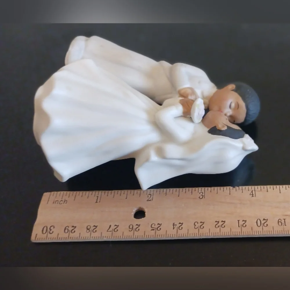 Lefton Bride Groom Black couple Figure Ceramic Cake Topper signed 1988